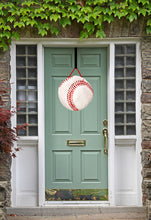 Load image into Gallery viewer, baseball door hanger on green door with ivy hanging
