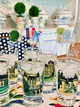 Load image into Gallery viewer, Acrylic drink stir swizzle sticks lilly of valley in champagen bucket, french goose topiary, vintage clock, vintage armchair french shield