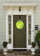 Load image into Gallery viewer, tennis ball door hanger on green front door
