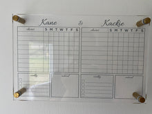 Load image into Gallery viewer, acrylic monthly daily chore board hung on wall with stand offs