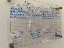 Load image into Gallery viewer, acrylic daily chore board hung on wall with stand offs