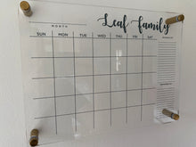 Load image into Gallery viewer, acrylic monthly calendar hung on wall with stand offs