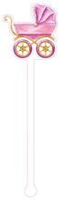 Load image into Gallery viewer, Pink watercolor baby carriage acrylic drink stir swizzle stick