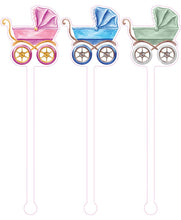 Load image into Gallery viewer, Baby Carriage Drink stir Acrylic watercolor