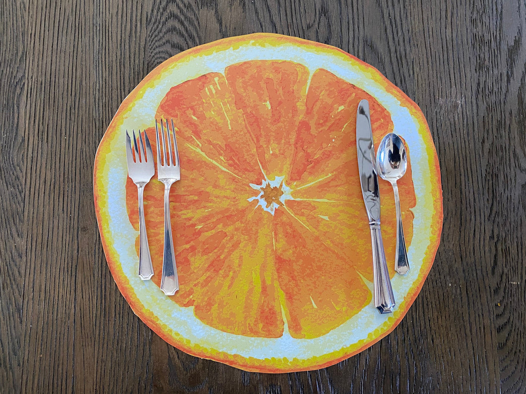 Orange Fruit Placemat Watercolor Poolside Indoor Outdoor Summer Beach Citrus Hostess Gift Tablescape