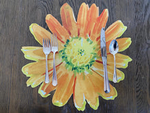 Load image into Gallery viewer, Watercolor Flower Daisy Placemat indoor outdoor Spring Floral Orange Pink Garden
