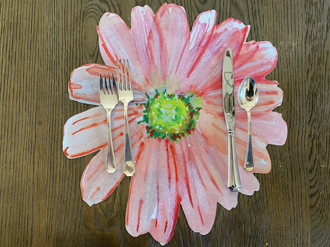 Watercolor Flower Placemat- Daisy Pink Floral Spring Indoor Outdoor Table Setting Placesetting Charger