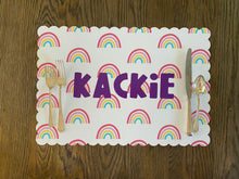 Load image into Gallery viewer, Rainbow Personalized Placemat, Rainbow Placemat, Child Placemat, Child Name, Personalized Placemat, Child Gift, Birthday Gift, Kid Gift, Kid