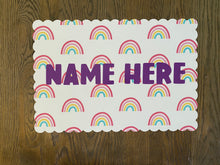 Load image into Gallery viewer, Rainbow Personalized Placemat, Rainbow Placemat, Child Placemat, Child Name, Personalized Placemat, Child Gift, Birthday Gift, Kid Gift, Kid
