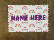 Load image into Gallery viewer, Rainbow Personalized Placemat, Rainbow Placemat, Child Placemat, Child Name, Personalized Placemat, Child Gift, Birthday Gift, Kid Gift, Kid