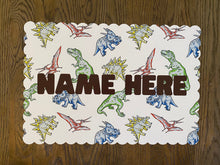 Load image into Gallery viewer, Dinosaur Personalized Placemat, Dino Gift, Dinosaur, Child Placemat, Child Name, Personalized Placemat, Child Gift, Birthday Gift, Kid Gift