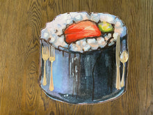 Load image into Gallery viewer, Sushi Placemats Charger Wasabi Sashimi Nori Sake Daikon Chirashi Unagi California Roll Tuna Roll Nigiri Maki Temaki Alaksa Dragon Roll