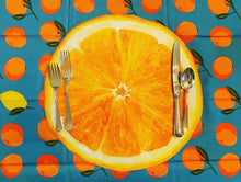 Load image into Gallery viewer, Orange Fruit Placemat Watercolor Poolside Indoor Outdoor Summer Beach Citrus Hostess Gift Tablescape
