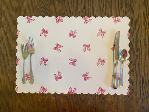 pink watercolor bow placemat