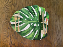 Load image into Gallery viewer, Monstera Leaf Placemat Tropical Watercolor Indoor Outdoor Poolside Beach Summer Southern Table setting Charger
