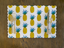 Load image into Gallery viewer, Pineapple Placemats, Outdoor Decor, Housewarming Gift, Hostess Gift, Wedding Gift, Gift for her, Summer Party, Summer Decor, Table Setting

