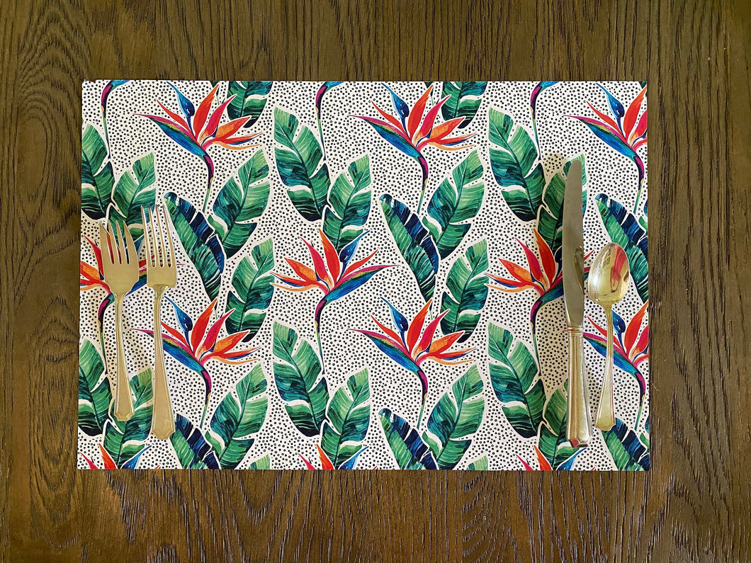 Tropical Paper Placemat- Birds of Paradise Tear away Summer Floral Flower Florida Beach House Decor Table setting Place setting Table Decor