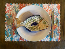 Load image into Gallery viewer, Coral Reef Scallop Edge Placemat Place setting Table Design Wipeable Plastic