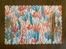 Load image into Gallery viewer, Coral Reef Scallop Edge Placemat Place setting Table Design Wipeable Plastic