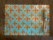 Load image into Gallery viewer, Fleur De Lis Scallop Edge Placemat New Orleans Louisiana Regal Royal French Flower