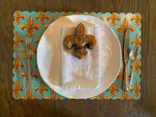 Load image into Gallery viewer, Fleur De Lis Scallop Edge Placemat New Orleans Louisiana Regal Royal French Flower