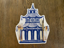 Load image into Gallery viewer, Pagoda Placemat chinoiserie blue and white china waterproof watercolor summer
