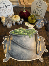 Load image into Gallery viewer, Black Cat and Witch Hat Placemat, Halloween Placemat, Halloween, Candy Corn, Fall Decoration, Hostess Gift, Halloween Decor, Trick or Treat