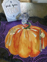 Load image into Gallery viewer, Pumpkin Placemat, Halloween Placemat, Halloween, Thanksgiving Placemat, Fall Decor, Hostess Gift, Halloween Decor, Trick or Treat, Pumpkin
