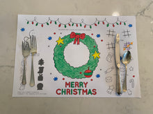 Load image into Gallery viewer, Christmas Coloring Placemats, Child Placemat, Child Gift, Kid Gift, Child Learning, Christmas Gift, Christmas Activity, Holiday, Christmas