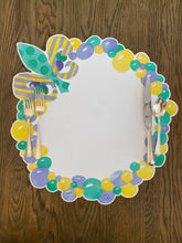 Load image into Gallery viewer, Mardi Gras Placemat- Bead Wreath Louisiana New Orleans Purple Green Gold Carnival Table Setting Throw me something mister Krewe