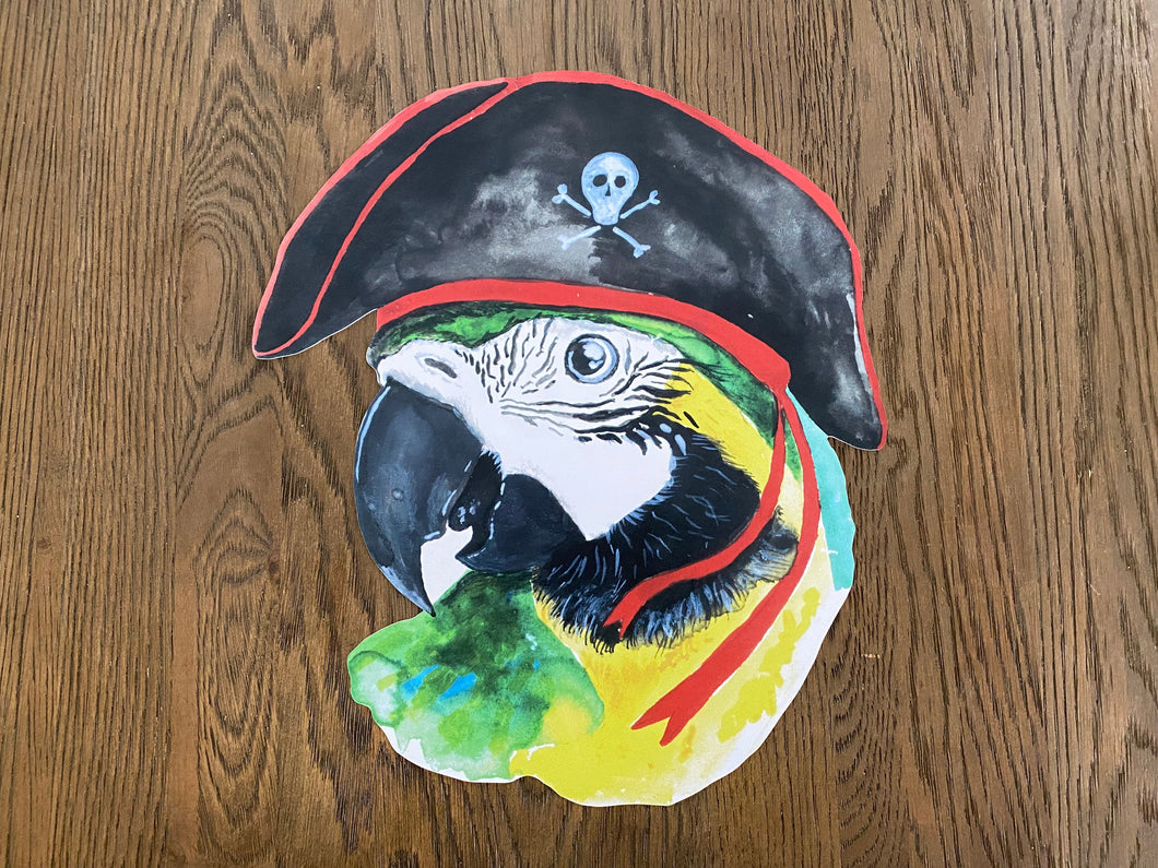 Parrot Head Placemat, Child Placemat, Child Name, Personalized Placemat, Child Gift, Birthday Gift, Kid Gift, Child Learning, Pirate Party