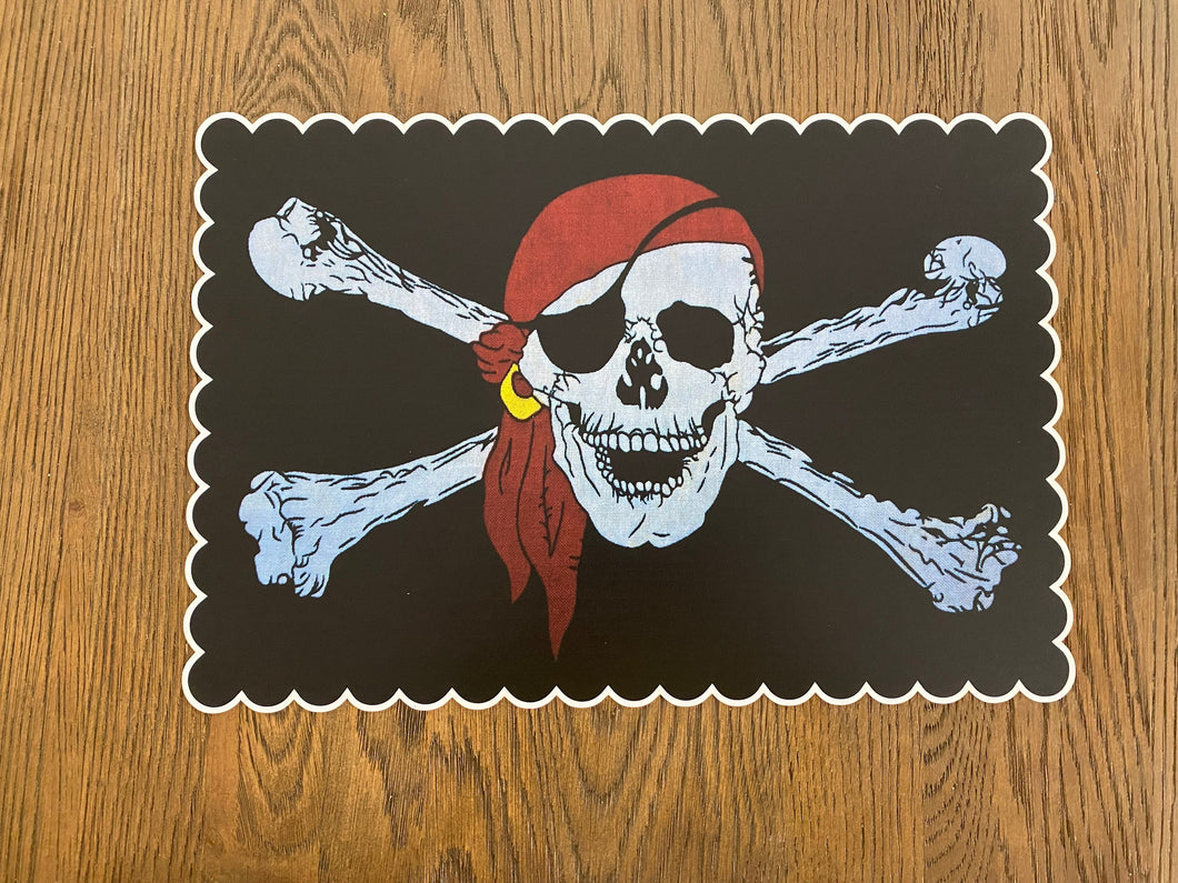 Skull and Cross bone Placemat, Pirate Placemat, Pirate Party, Child Placemat, Child Name, Child Gift, Birthday Gift, Kid Gift, Pirate, Boy