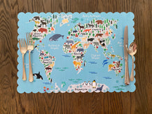 Load image into Gallery viewer, World Map Learning Placemat, Child Placemat, Personalized Placemat, Child Gift, Birthday Gift, Kid Gift, Child Learning, Child, World Map
