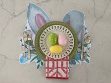 Load image into Gallery viewer, Easter Bunny Ear Placemat Wipable Plastic Placemat Spring Rabbit Flower