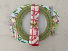 Load image into Gallery viewer, Floral Easter Egg Placemat Indoor Outdoor Table Setting Flower Spring Tulip Pink and Green