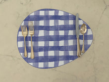 Load image into Gallery viewer, Gingham Easter Egg Placemat Spring Watercolor indoor Outdoor Wipeable Table Setting