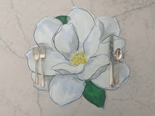 Load image into Gallery viewer, Magnolia Placemat, Flower Placemat, Louisisna Georgia Southern Placemat, Table Placemat, Flower Charger, Floral Watercolor Wipeable