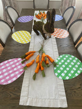 Load image into Gallery viewer, Gingham Easter Egg Placemat Spring Watercolor indoor Outdoor Wipeable Table Setting
