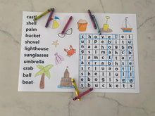 Load image into Gallery viewer, Summer Coloring Placemat, Coloring Pad, Child Placemat, Personalized Placemat, Child Gift, Birthday Gift, Kid Gift, Child Learning, Activity