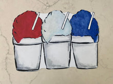 Load image into Gallery viewer, Snowball Snowcone Placemat Charger Watercolor Summer Red White Blue America Independence Day Louisiana New Orleans