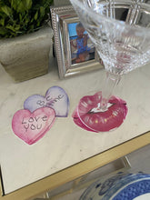 Load image into Gallery viewer, Lips and Love Drink Coasters (Pack of 20), Valentines Gift for Her, Hostess Gift, Lips, Be Mine, Candy Hearts, Love Bachelorette Party