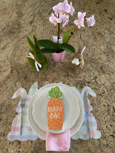 Load image into Gallery viewer, Gingham Plaid Easter Bunny Placemats Spring Decor Wipeable Tablesetting