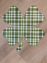 Load image into Gallery viewer, Shamrock Four Leaf Clover Placemat Charger Green Luck of the irish Plaid Ireland