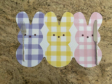 Load image into Gallery viewer, Plaid Easter Peeps Placemats/ Charger Watercolor Spring Wipeable Decor