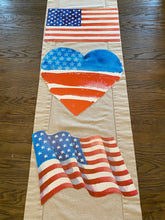 Load image into Gallery viewer, watercolor heart wavy flag and straight american flag door hanger