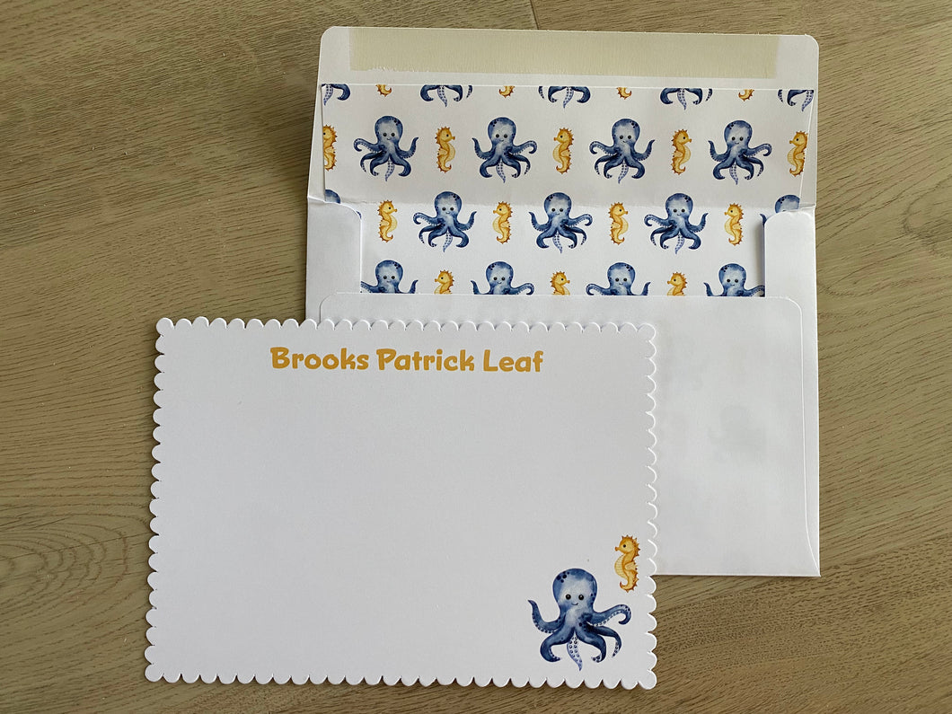 Octopus Child Stationery Set with Envelope Liner