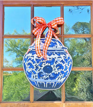 Load image into Gallery viewer, ginger jar door hanger with red ribbon