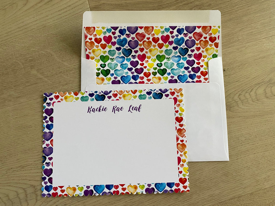Rainbow Heart Stationery Set with Envelope Liner