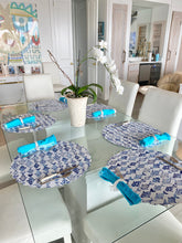 Load image into Gallery viewer, Nautical Fish in the Sea Scallop Edge Placemat Watercolor Round Rectangular Wipeable Red White Blue Summer Beach USA America Tropical