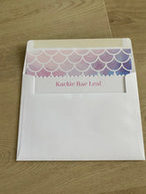 Load image into Gallery viewer, Mermaid Stationery Set with Envelope Liner watercolor personalized girl gift thank you cards birthday gift under the sea nautical beach